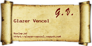 Glazer Vencel névjegykártya